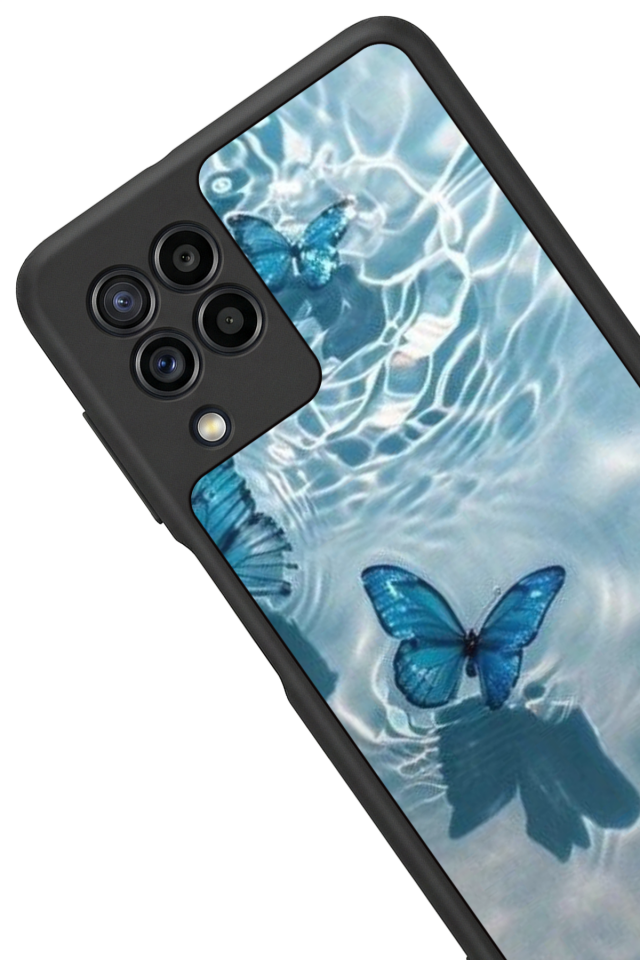 Samsung Galaxy M32 Uyumlu Kelebek Tasarımlı Glossy Premium Kılıf