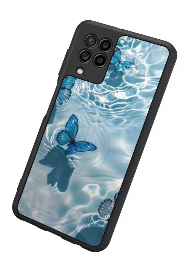 Samsung Galaxy M32 Uyumlu Kelebek Tasarımlı Glossy Premium Kılıf