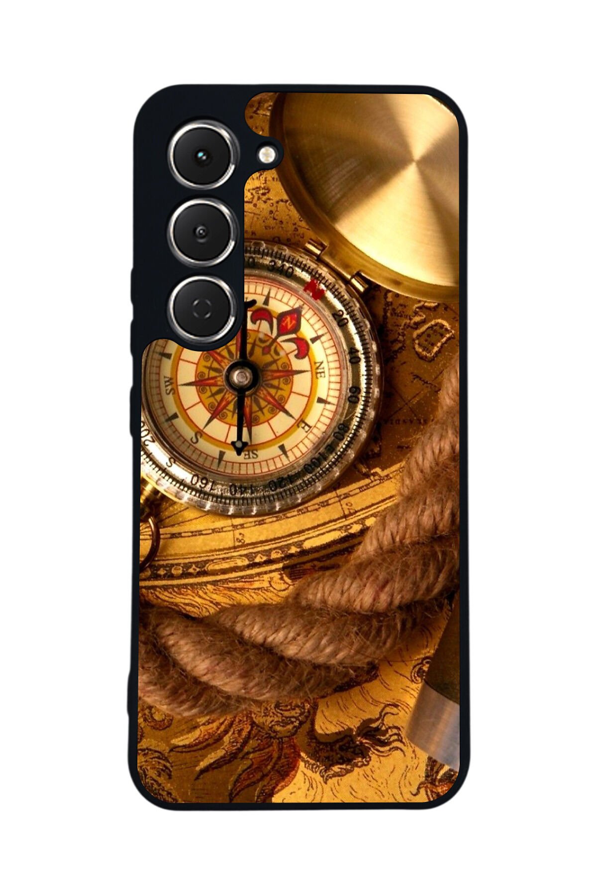 Tecno Spark 40 Pro Uyumlu Pusula Tasarımlı Glossy Premium Kılıf