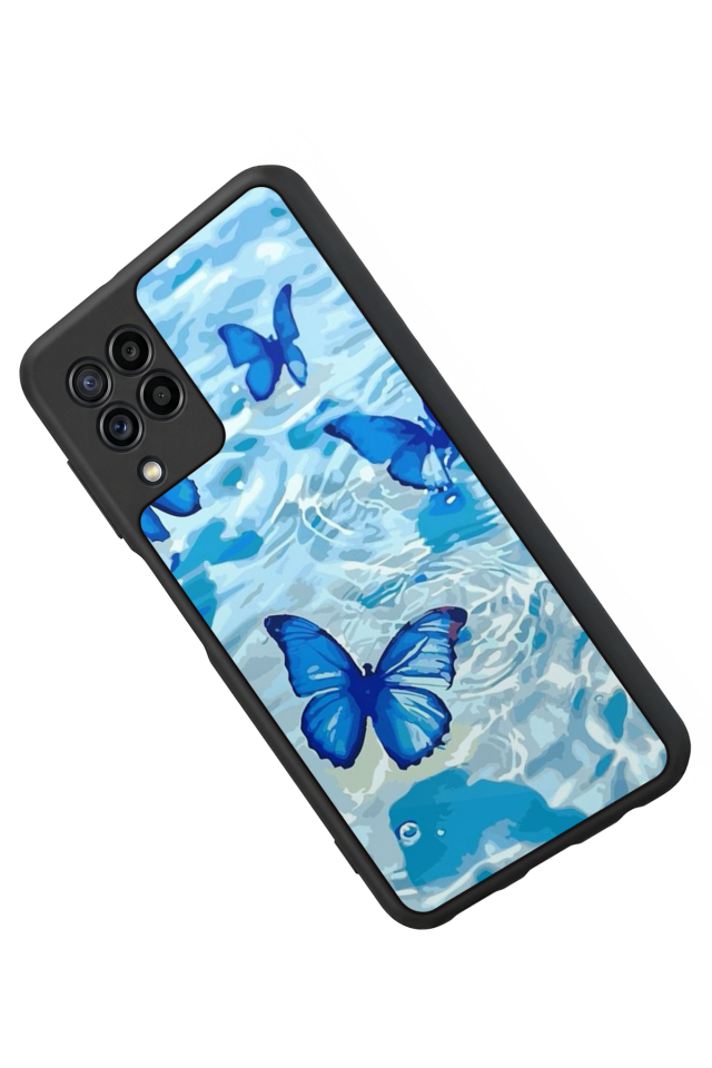 Samsung Galaxy M32 Uyumlu Kelebek Tasarımlı Glossy Premium Kılıf