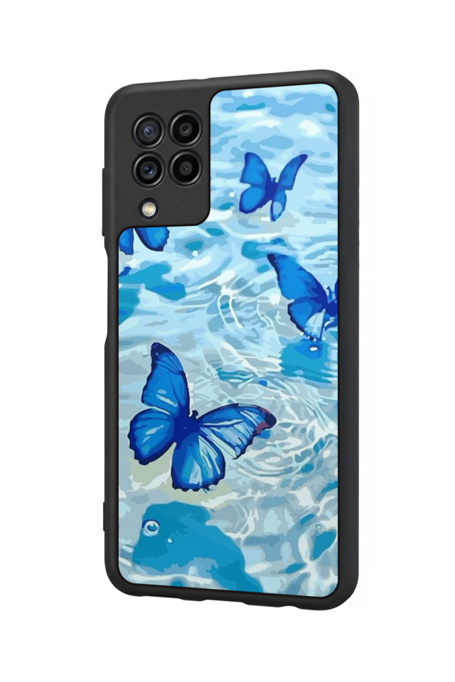 Samsung Galaxy M32 Uyumlu Kelebek Tasarımlı Glossy Premium Kılıf