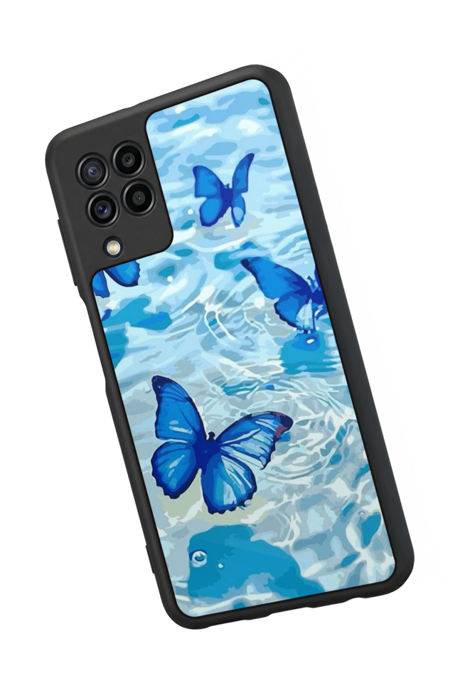 Samsung Galaxy M32 Uyumlu Kelebek Tasarımlı Glossy Premium Kılıf