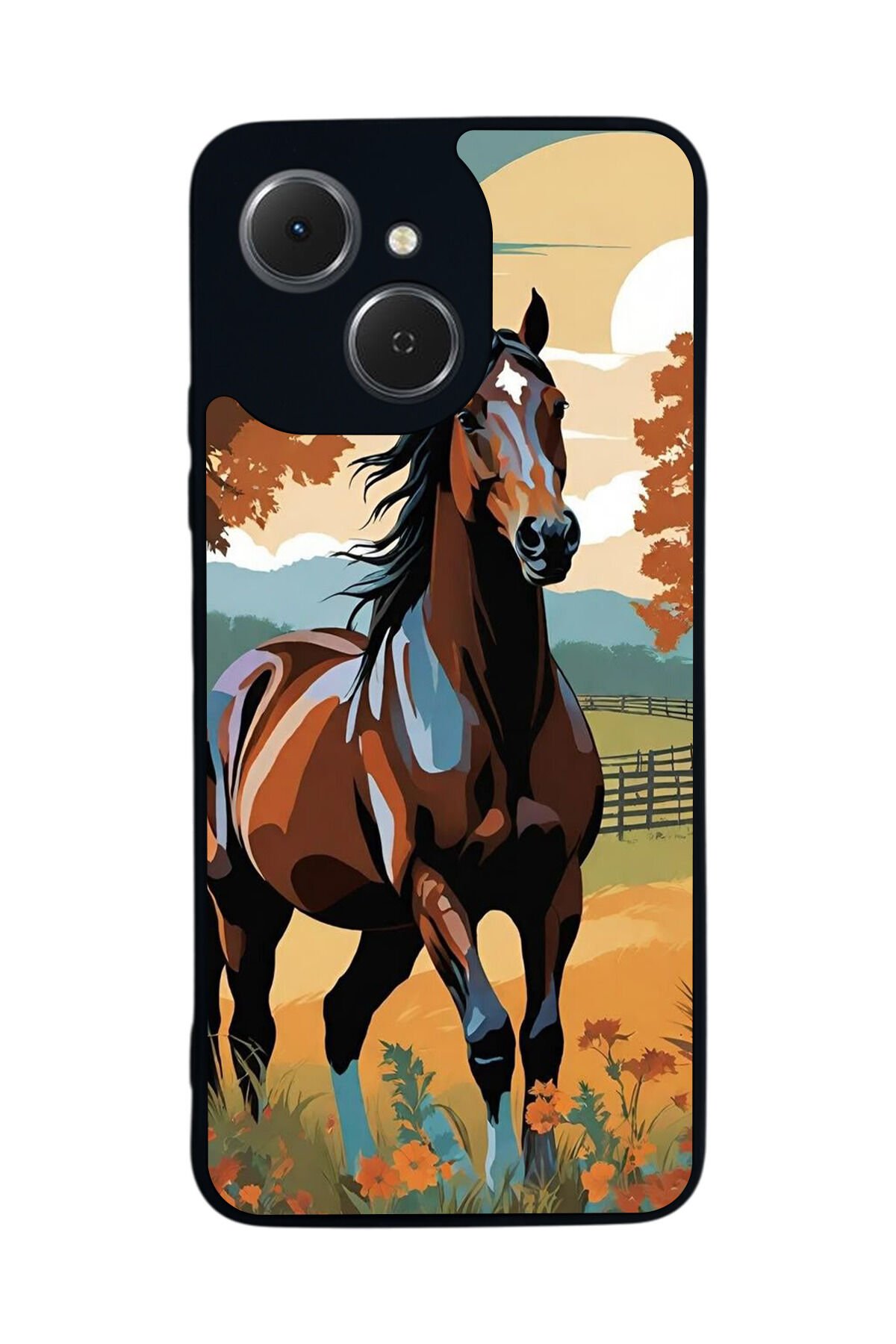 Tecno Spark 40C Uyumlu At Horse Tasarımlı Glossy Premium Kılıf