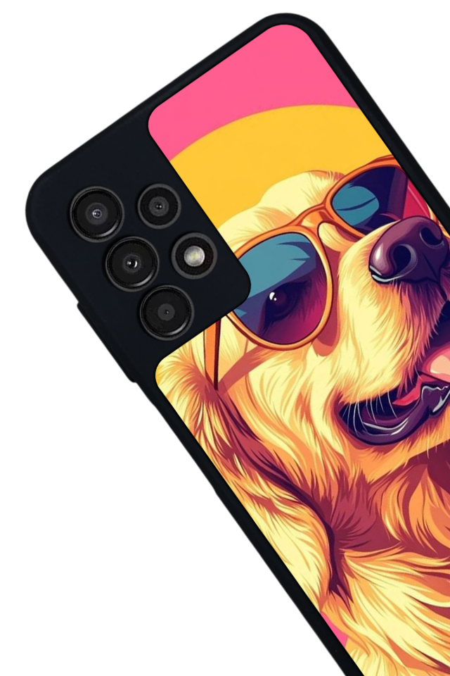 Samsung Galaxy A13 Uyumlu Golden Kopek Tasarımlı Glossy Premium Kılıf
