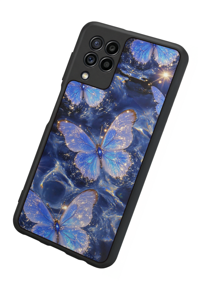 Samsung Galaxy M32 Uyumlu Kelebek Tasarımlı Glossy Premium Kılıf