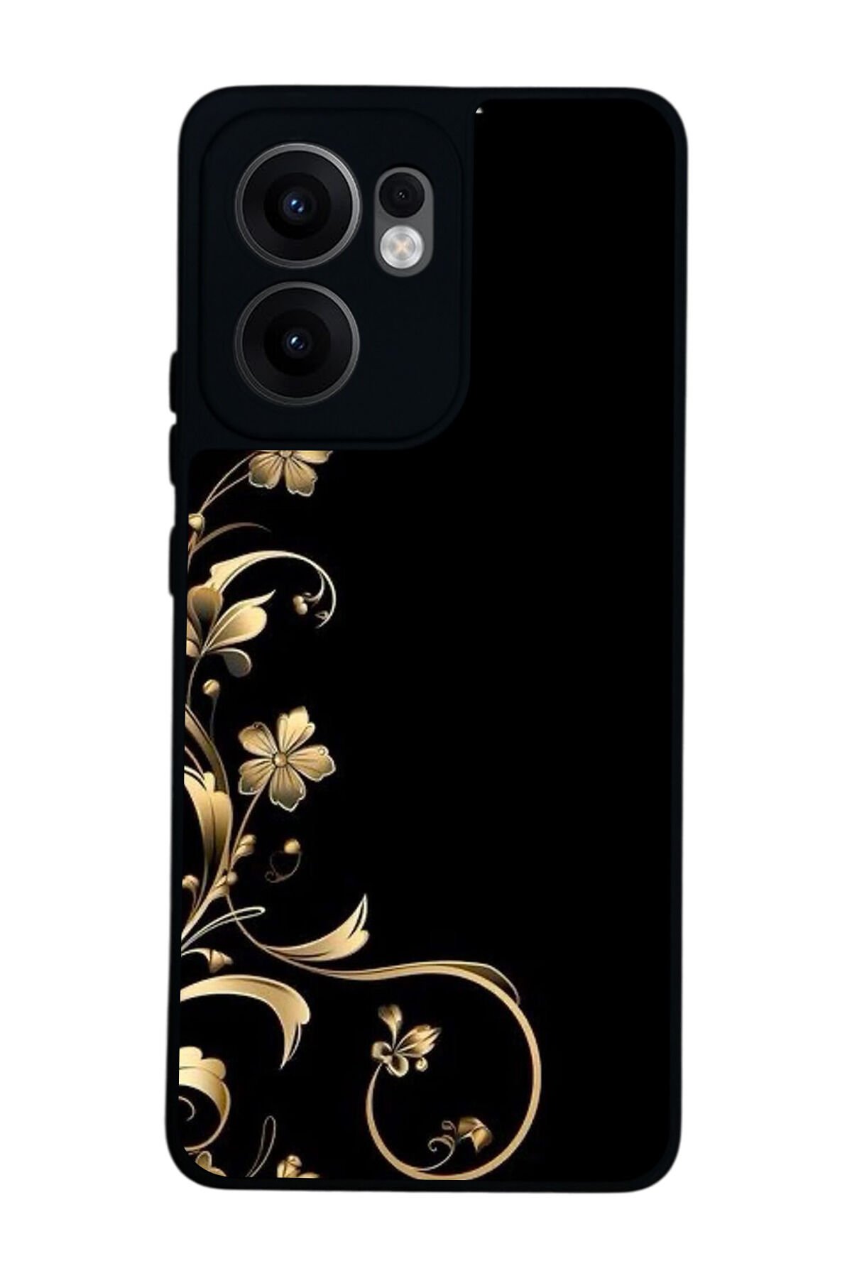 Oppo Reno 13F Uyumlu Yaldizli Cicek Tasarımlı Glossy Premium Kılıf