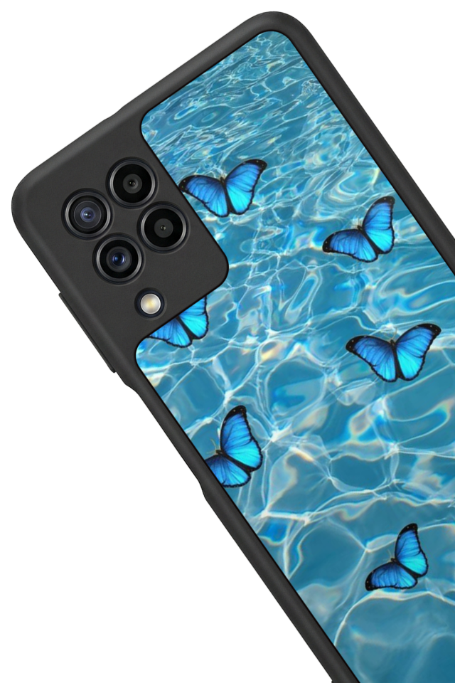 Samsung Galaxy M32 Uyumlu Kelebek Tasarımlı Glossy Premium Kılıf
