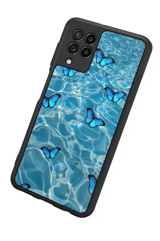 Samsung Galaxy M32 Uyumlu Kelebek Tasarımlı Glossy Premium Kılıf