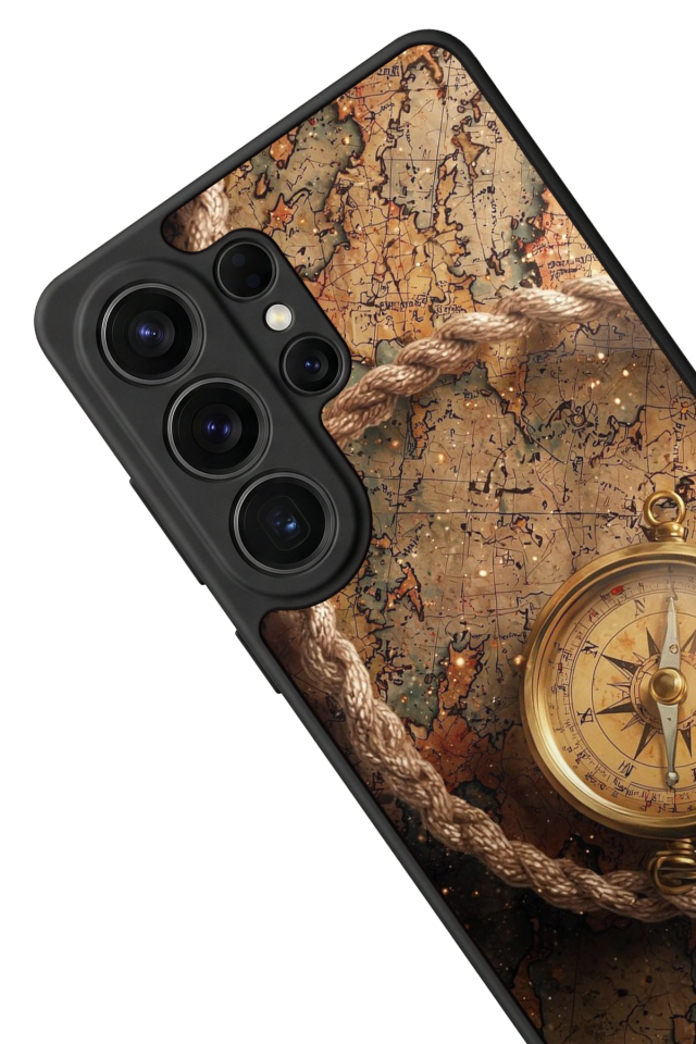 Samsung Galaxy S26 Ultra Uyumlu Pusula Tasarımlı Glossy Premium Kılıf