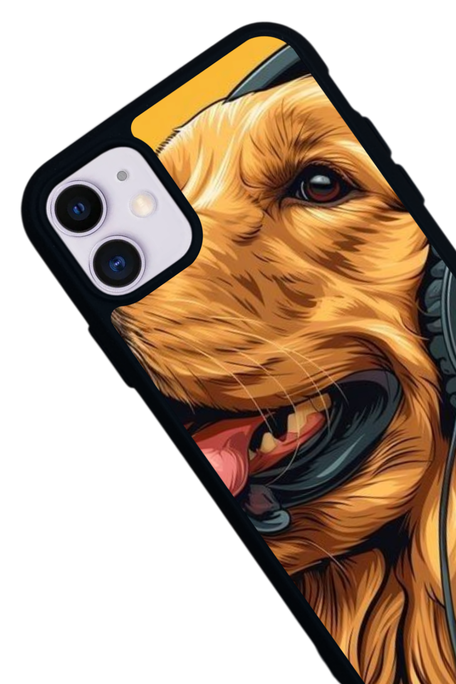 iPhone 11 Uyumlu Golden Kopek Tasarımlı Glossy Premium Kılıf