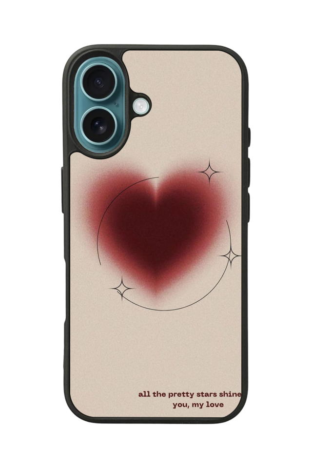 iPhone 16 Plus Uyumlu Kalp Love Tasarımlı Glossy Premium Kılıf