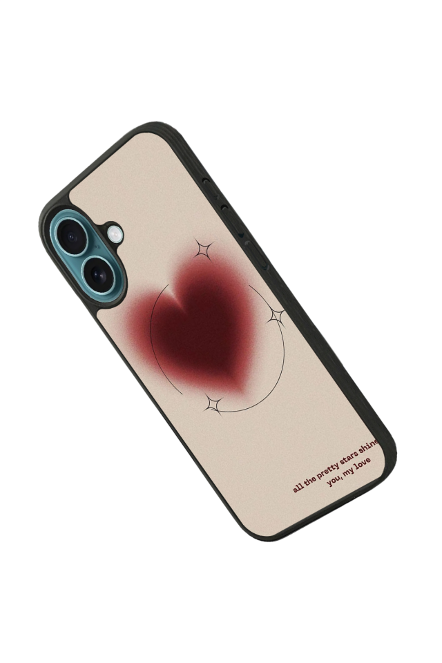iPhone 16 Plus Uyumlu Kalp Love Tasarımlı Glossy Premium Kılıf