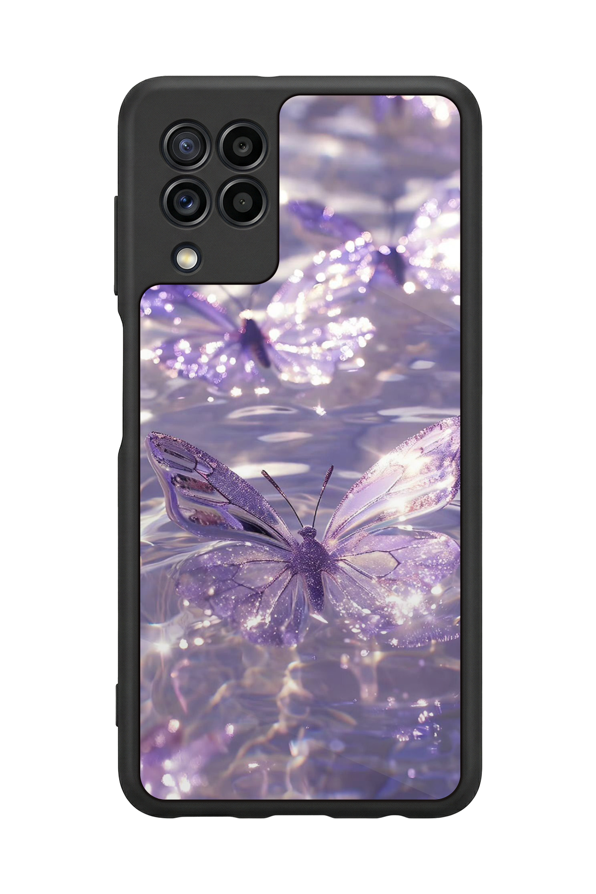 Samsung Galaxy M32 Uyumlu Kelebek Tasarımlı Glossy Premium Kılıf