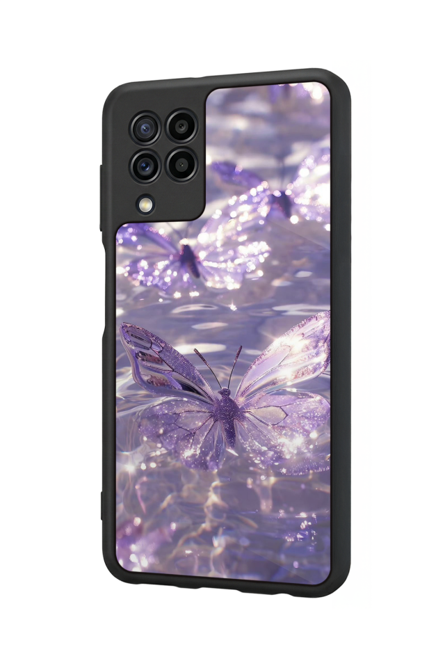 Samsung Galaxy M32 Uyumlu Kelebek Tasarımlı Glossy Premium Kılıf