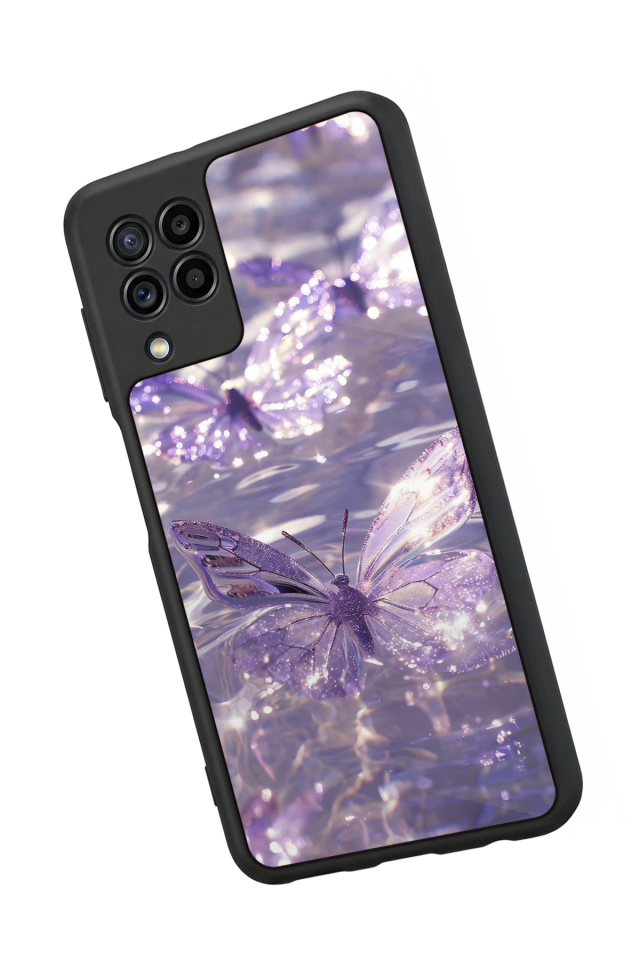 Samsung Galaxy M32 Uyumlu Kelebek Tasarımlı Glossy Premium Kılıf