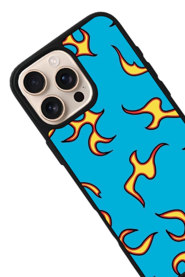 iPhone 16 Pro Uyumlu Retro Flame Patterns Tasarımlı Glossy Premium Kılıf