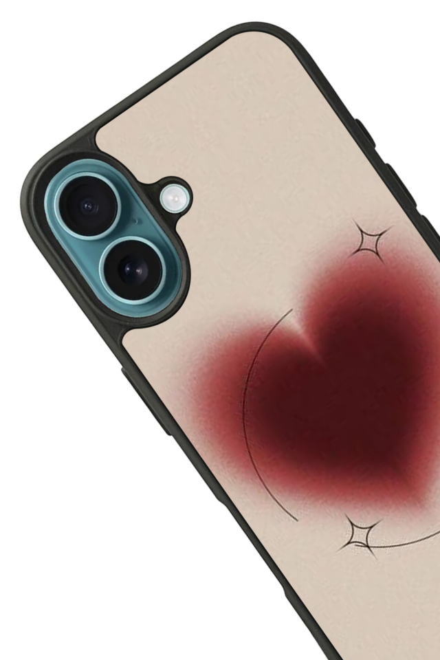 iPhone 16 Plus Uyumlu Kalp Love Tasarımlı Glossy Premium Kılıf