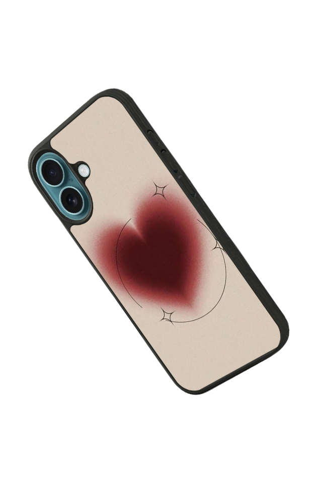 iPhone 16 Plus Uyumlu Kalp Love Tasarımlı Glossy Premium Kılıf