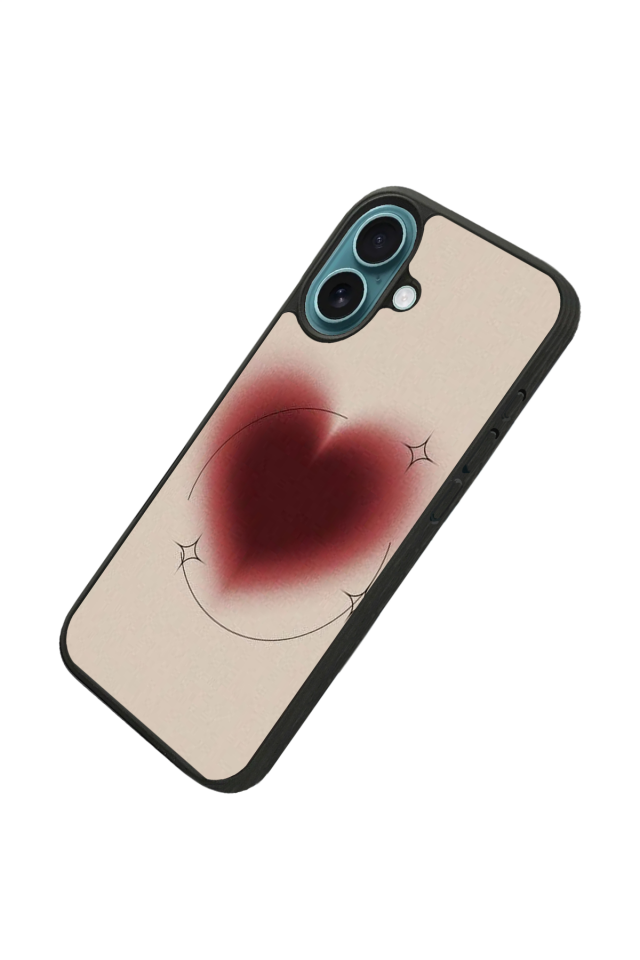 iPhone 16 Plus Uyumlu Kalp Love Tasarımlı Glossy Premium Kılıf