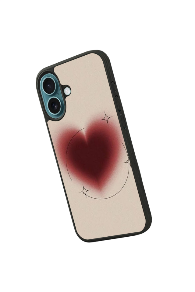 iPhone 16 Plus Uyumlu Kalp Love Tasarımlı Glossy Premium Kılıf