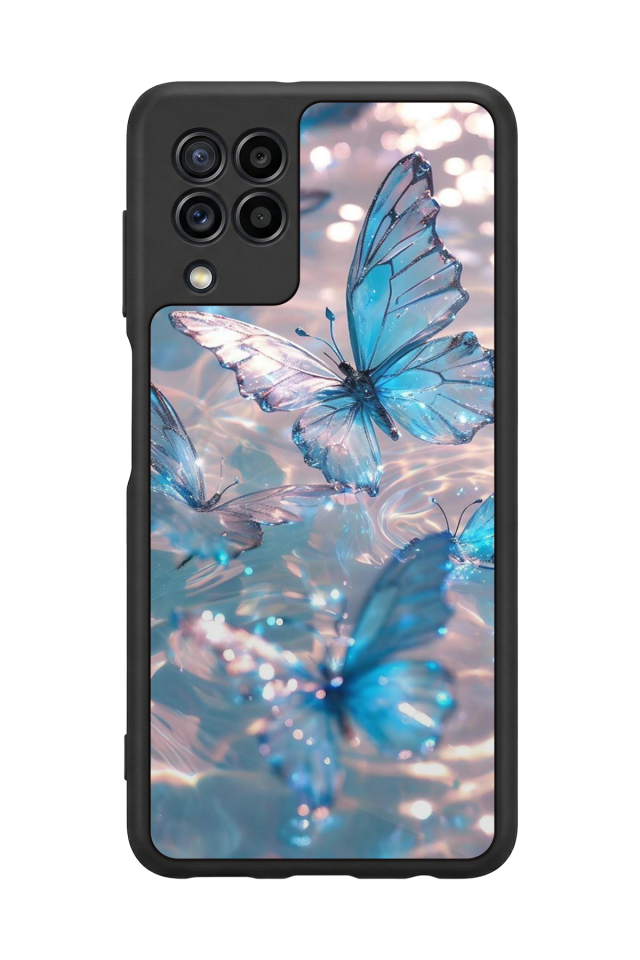 Samsung Galaxy M32 Uyumlu Kelebek Tasarımlı Glossy Premium Kılıf