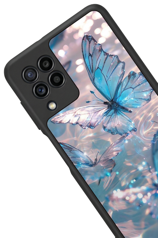 Samsung Galaxy M32 Uyumlu Kelebek Tasarımlı Glossy Premium Kılıf