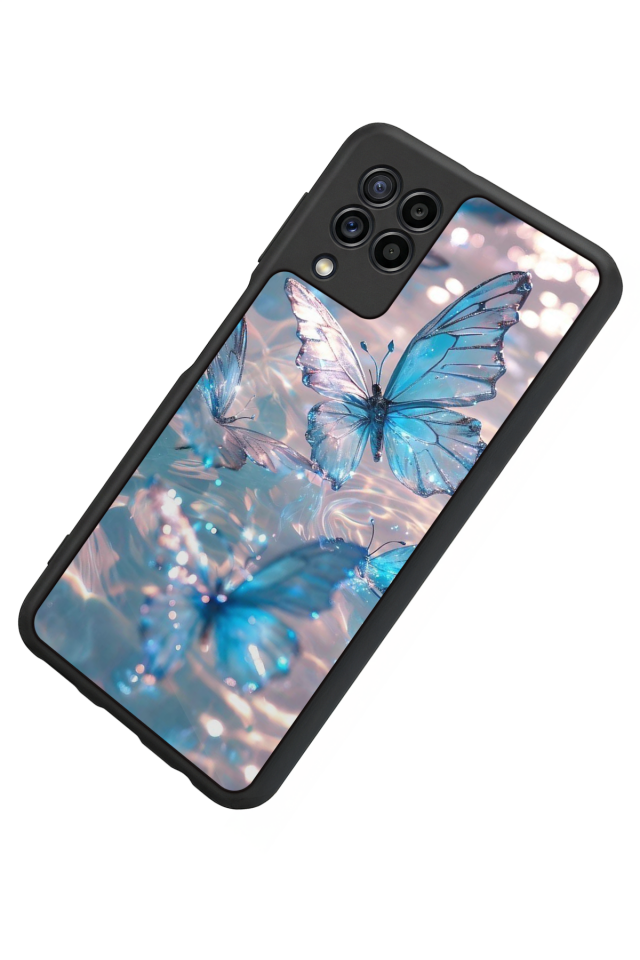 Samsung Galaxy M32 Uyumlu Kelebek Tasarımlı Glossy Premium Kılıf