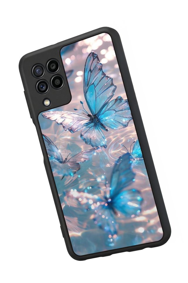 Samsung Galaxy M32 Uyumlu Kelebek Tasarımlı Glossy Premium Kılıf