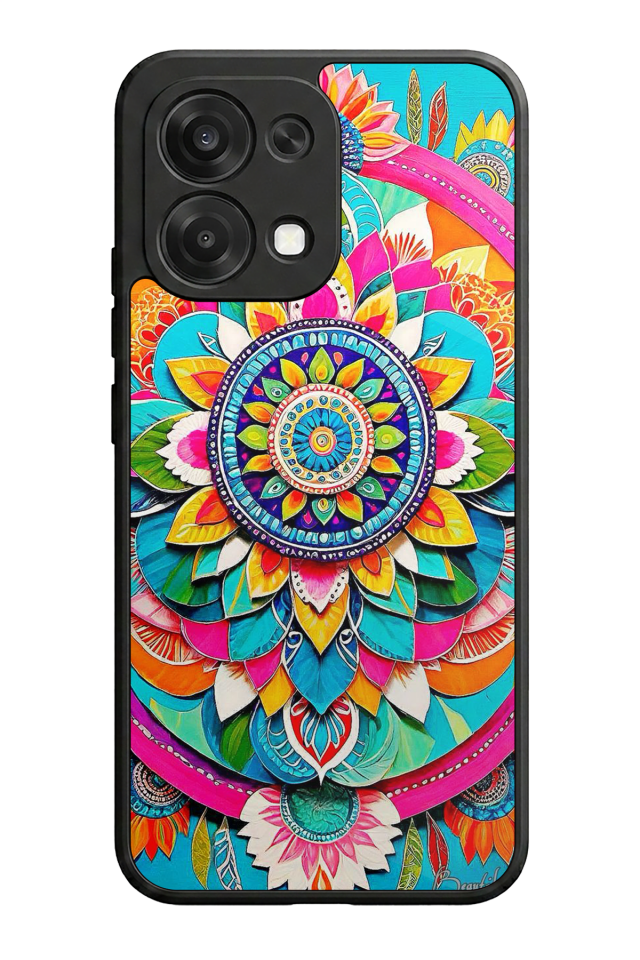 Oppo A6 Pro Uyumlu Mandala Tasarımlı Glossy Premium Kılıf