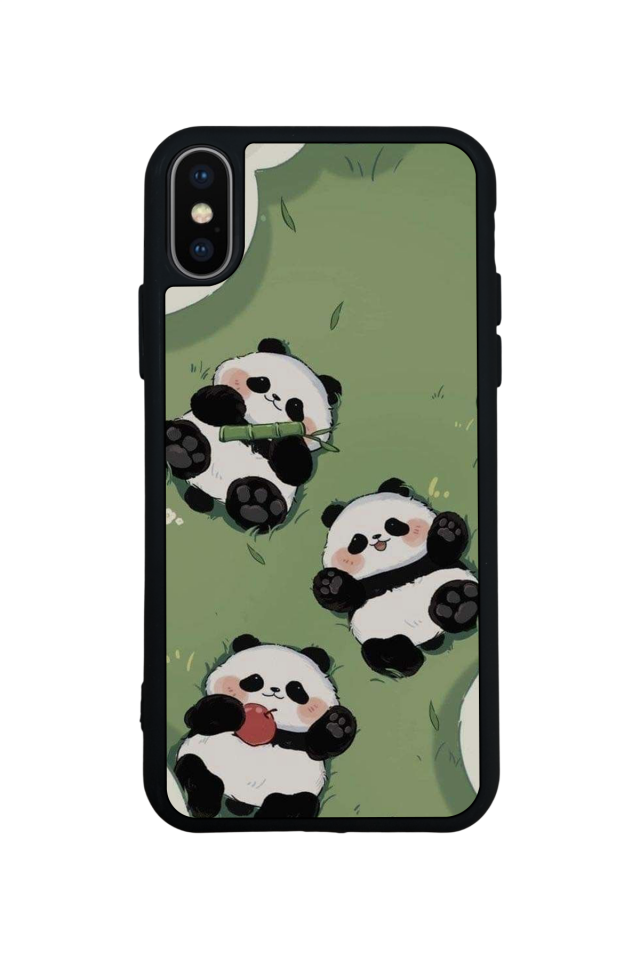 iPhone X/ XS Uyumlu Panda Tasarımlı Glossy Premium Kılıf
