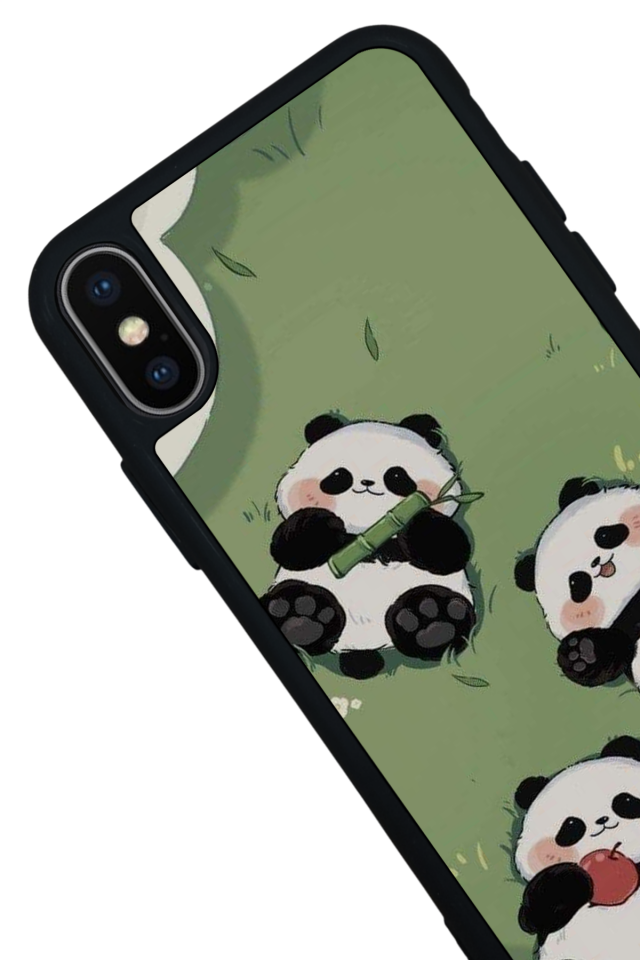 iPhone X/ XS Uyumlu Panda Tasarımlı Glossy Premium Kılıf
