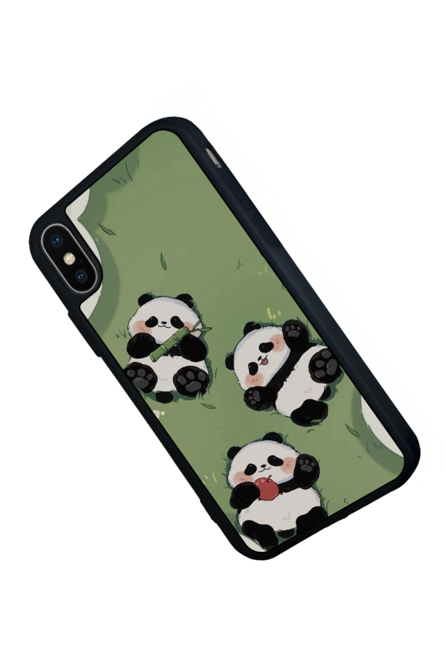 iPhone X/ XS Uyumlu Panda Tasarımlı Glossy Premium Kılıf