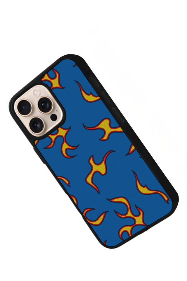 iPhone 16 Pro Uyumlu Retro Flame Patterns Tasarımlı Glossy Premium Kılıf