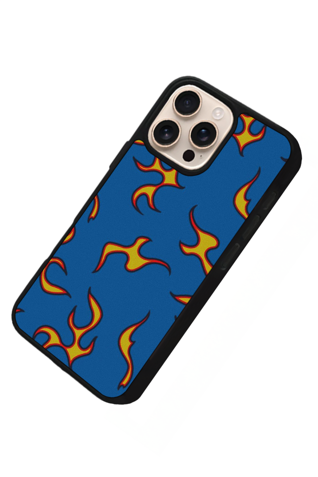 iPhone 16 Pro Uyumlu Retro Flame Patterns Tasarımlı Glossy Premium Kılıf