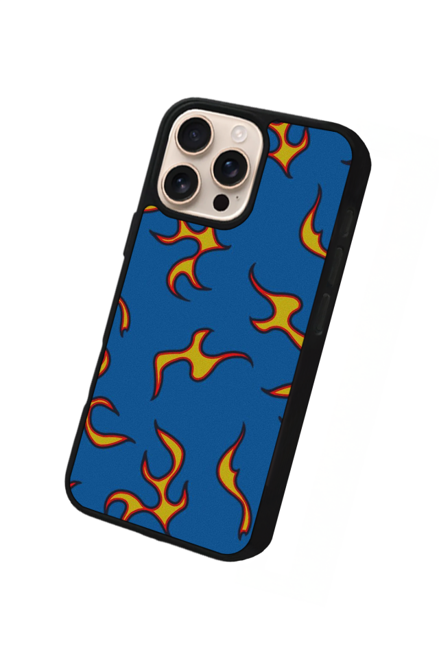 iPhone 16 Pro Uyumlu Retro Flame Patterns Tasarımlı Glossy Premium Kılıf