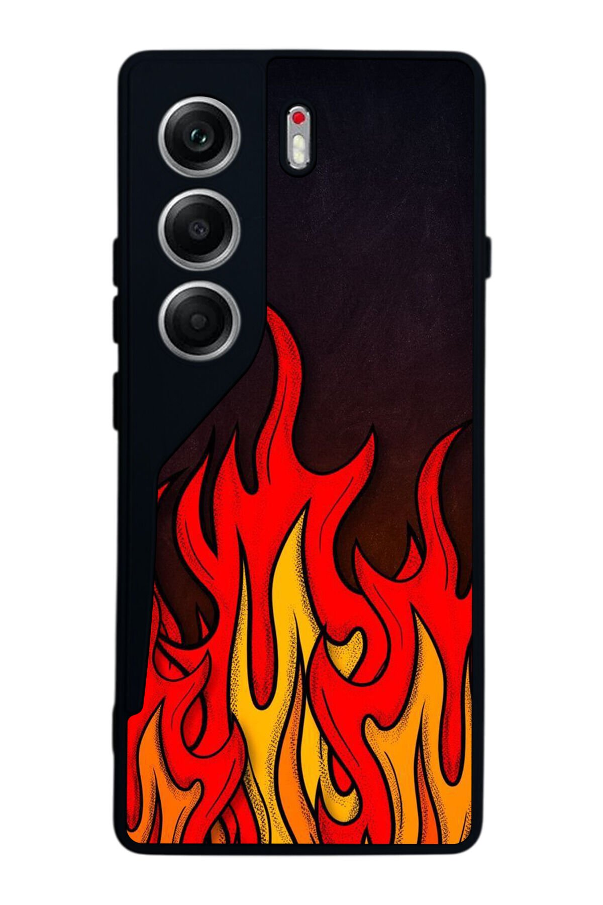 Tecno Camon 40 Uyumlu Retro Flame Patterns Tasarımlı Glossy Premium Kılıf