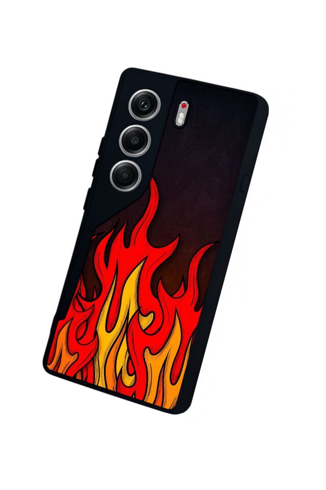 Tecno Camon 40 Uyumlu Retro Flame Patterns Tasarımlı Glossy Premium Kılıf