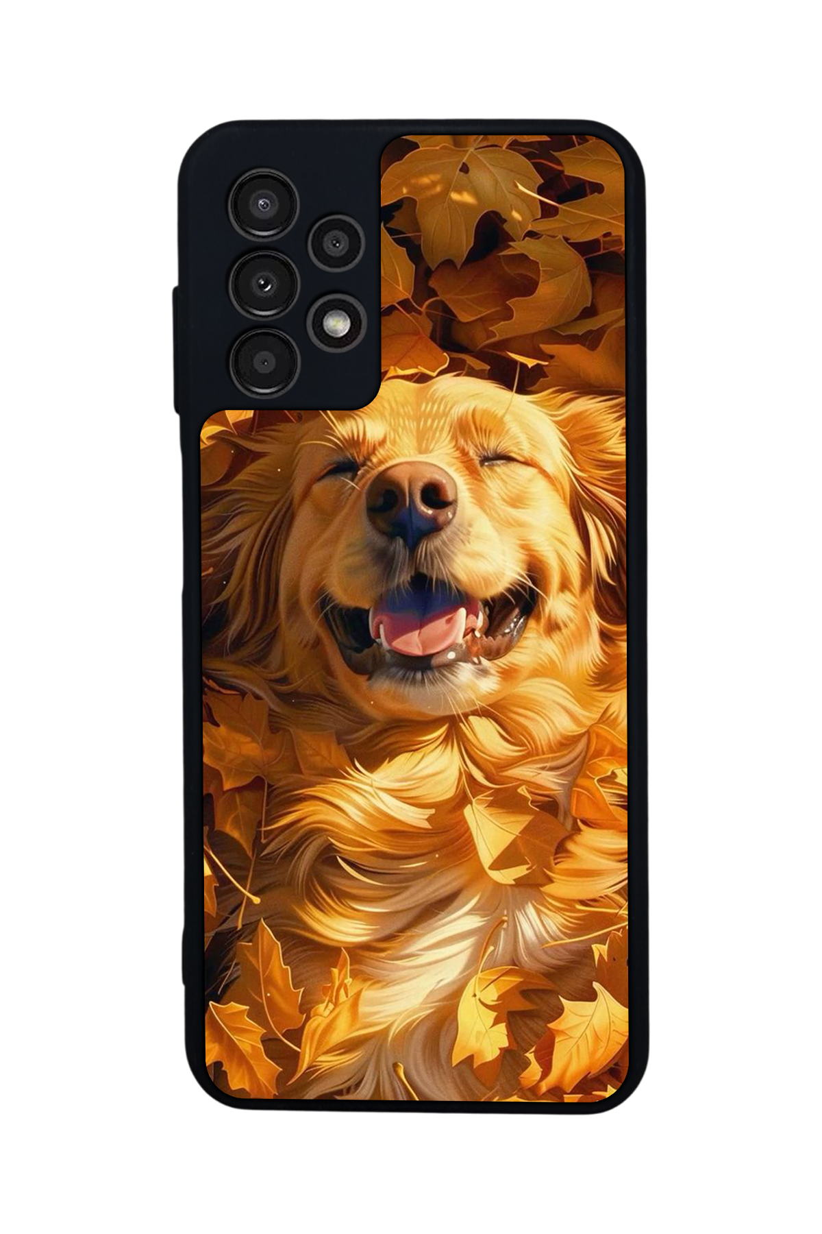 Samsung Galaxy A13 Uyumlu Golden Kopek Tasarımlı Glossy Premium Kılıf