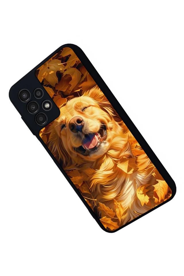Samsung Galaxy A13 Uyumlu Golden Kopek Tasarımlı Glossy Premium Kılıf