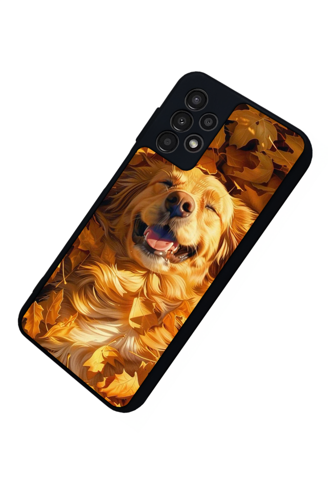 Samsung Galaxy A13 Uyumlu Golden Kopek Tasarımlı Glossy Premium Kılıf