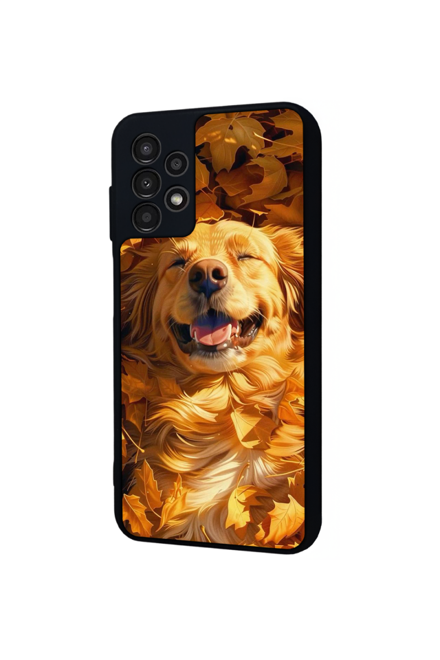 Samsung Galaxy A13 Uyumlu Golden Kopek Tasarımlı Glossy Premium Kılıf