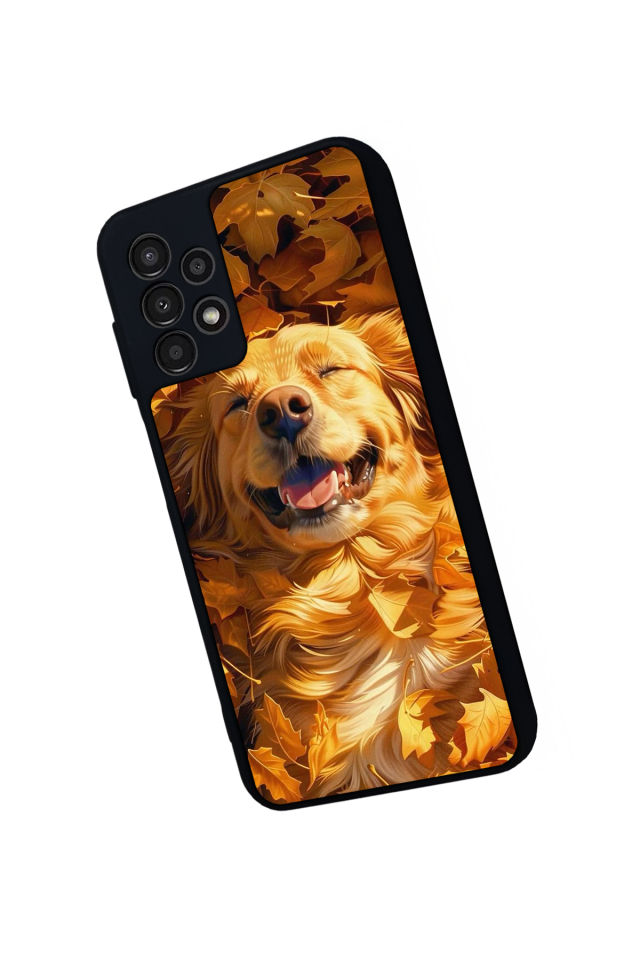 Samsung Galaxy A13 Uyumlu Golden Kopek Tasarımlı Glossy Premium Kılıf