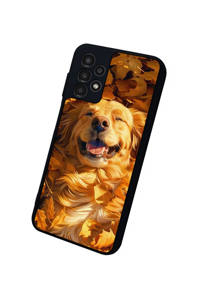 Samsung Galaxy A13 Uyumlu Golden Kopek Tasarımlı Glossy Premium Kılıf