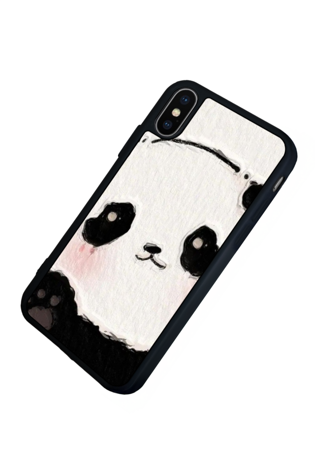 iPhone X/ XS Uyumlu Panda Tasarımlı Glossy Premium Kılıf