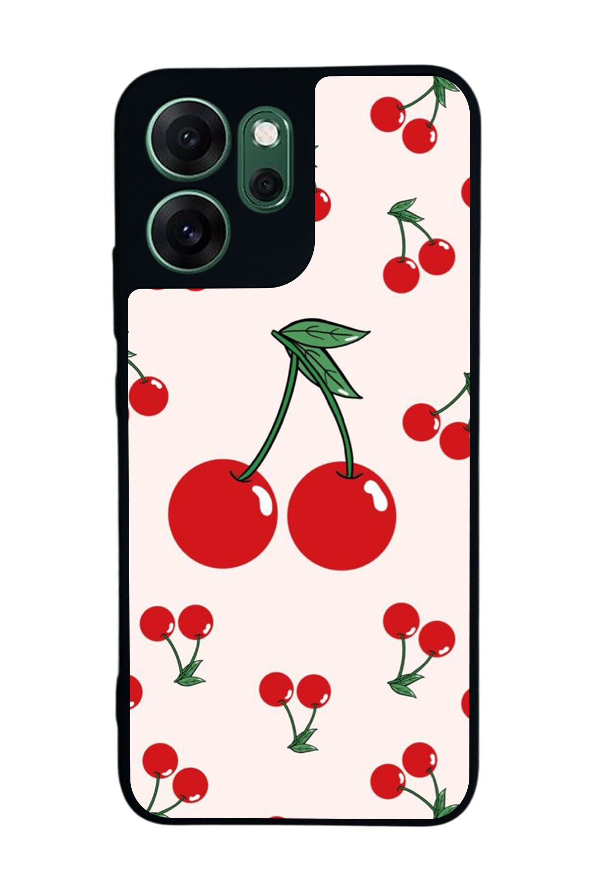 Oppo Reno 14F Uyumlu Kiraz Tasarımlı Glossy Premium Kılıf