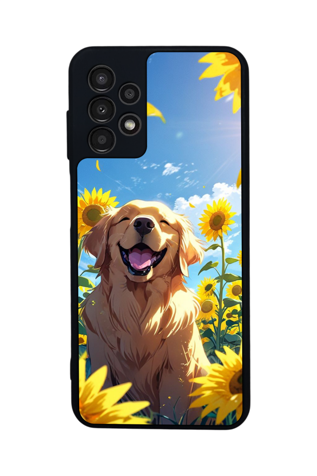 Samsung Galaxy A13 Uyumlu Golden Kopek Tasarımlı Glossy Premium Kılıf