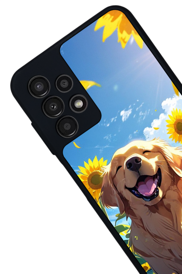 Samsung Galaxy A13 Uyumlu Golden Kopek Tasarımlı Glossy Premium Kılıf