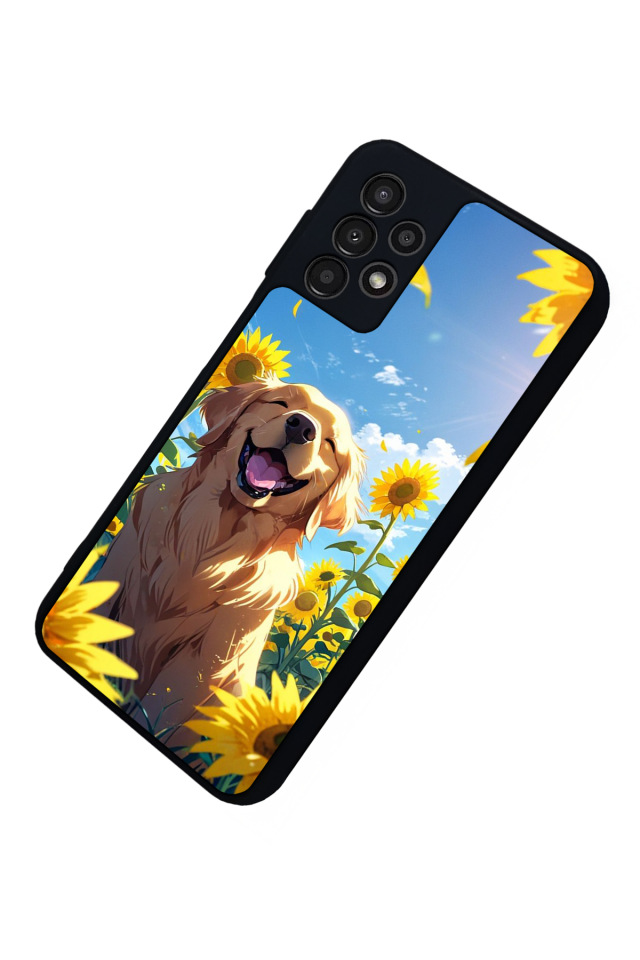 Samsung Galaxy A13 Uyumlu Golden Kopek Tasarımlı Glossy Premium Kılıf