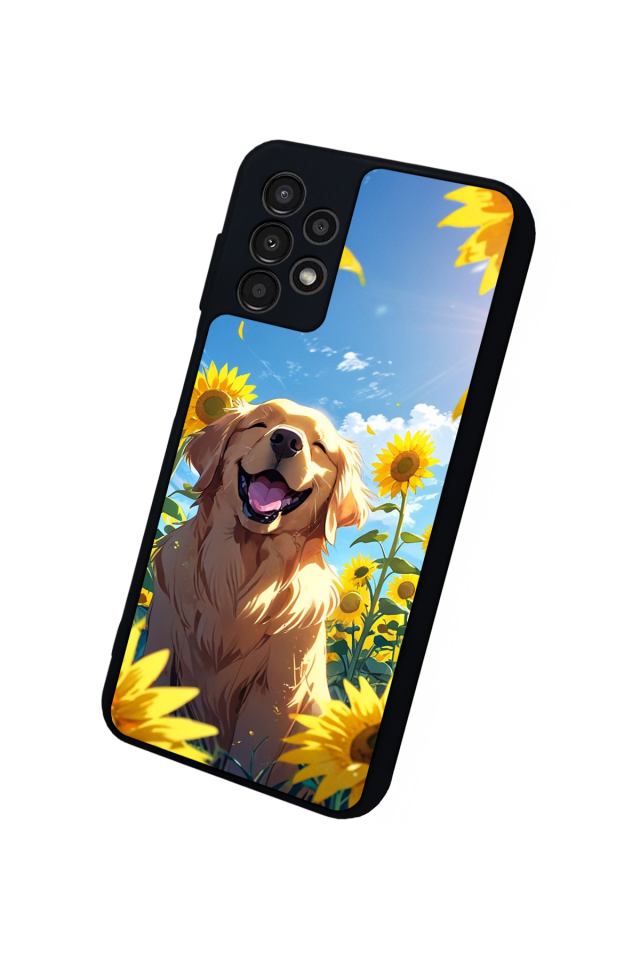 Samsung Galaxy A13 Uyumlu Golden Kopek Tasarımlı Glossy Premium Kılıf