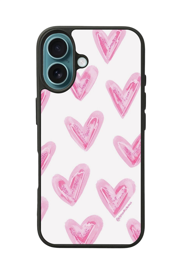 iPhone 16 Plus Uyumlu Kalp Love Tasarımlı Glossy Premium Kılıf